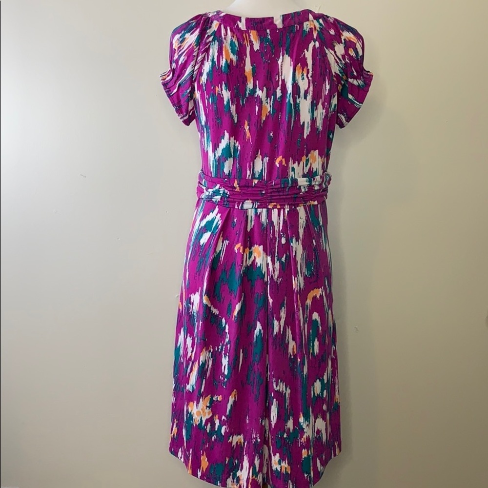 ECI Purple Abstract Print V-Neck Dress 10 - Picture 5 of 7